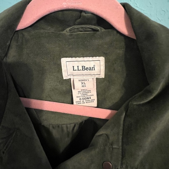 L.L. BEAN Velvet Jean Jacket Size XL Olive Army Green - Picture 3 of 5